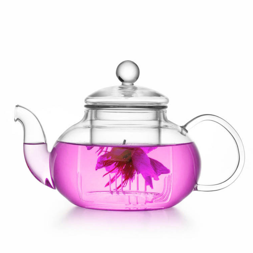 50 OZ Clear Heat Resistant Glass Teapot , Heat Proof Glass Tea Kettle