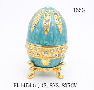 China Russian Faberge Easter Egg Vintage Style Easter Egg Box Egg with Rich Enamel Sparkling Rhinestone Jewelry Trinket Box factory