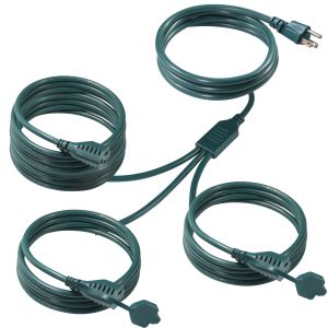 NEMA 5-15P to 3-Way US Outlet Splitter Power Extension Cord 125V AC