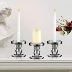 China Wholesale chic cheap gray glass candle holder for wedding decoration factory