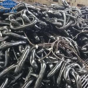 China Dia. 84MM Stud Link Anchor Chain With LR Cert. Black Painted factory