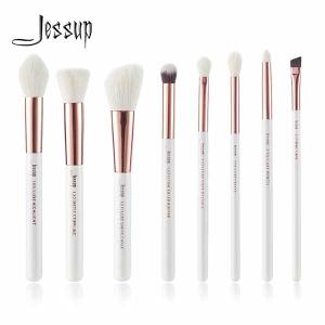 China Jessup 8pcs Natural Makeup Brushes Set White Wood Handle factory