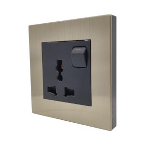China Villa Electrical Power Socket , 13A Universal 3 Pin Socket Grey Panel factory