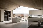Modern Textured EB Board Kitchen Cabinet Customized With Dinning Table