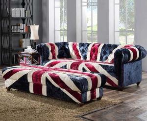 China Union Jack Velvet Bench Union Jack Ottoman Footstool Velvet Union Jack Stool factory