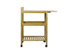 Full 86cm Bamboo Kitchen Cart Foldable Leaf 4 Flexible Wheels