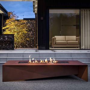 China 72 Inch Rusty Rectangular Corten Steel Fire Table Wood Burning factory