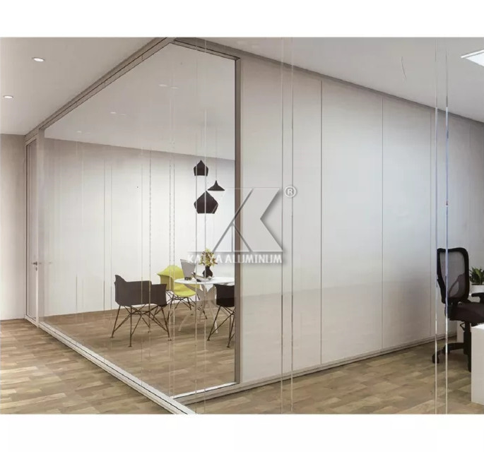 Fire Proof 6061 Aluminum Alloy Profile Commercial Glass Partition For Office Building