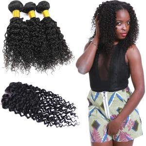 China Natural Malaysian Virgin Hair Extensions / Malaysian Curly Hair With Silk Base Closure factory