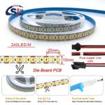 24V DC SMD2835 240D 10mm 12000K Ra80 Die-Cutting Board LED Light Strips for