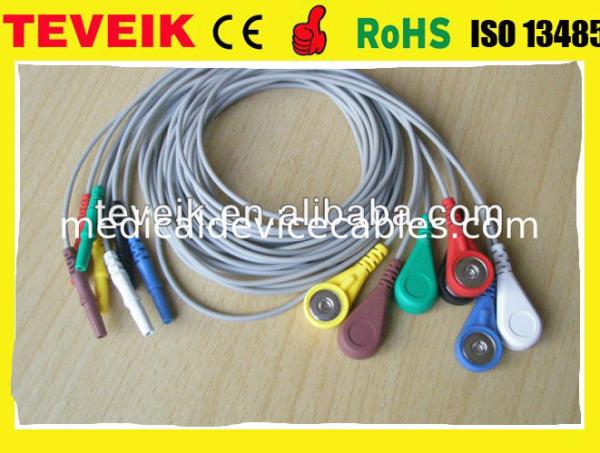 Teveik Factory Price Medical 7 leads Din 1.5 Holter ECG Leadwire For Patient