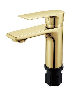 China OEM Brass Gold Basin Mixer Tap Single Lever Bathroom Hot And Cold Water factory