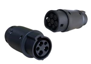 China IEC62196 10-32A 250V Type 1 AC Male To Type 2 AC Female EV Adapter Black factory