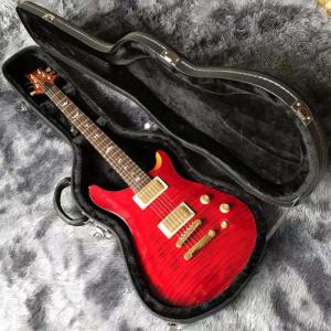 China Custom Grand Flamed Maple Top Electric Guitar in Red with Gold Tuner Bridge factory