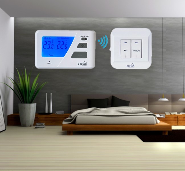 Backlight Wireless Boiler Wired Room Thermostat With NTC Sensor ROHS
