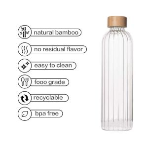 IKOO BPA-Free Reusable Glass Water Bottle for Gym, Office,