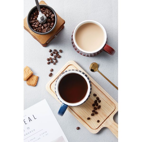 Cute Ceramic Mugs Handmade 480ml Ceramic Unique Coffee Mug With Lines