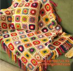 Nordic Hand-woven crochet hook Daisy striped blanket, Cashmere knitted blanket,