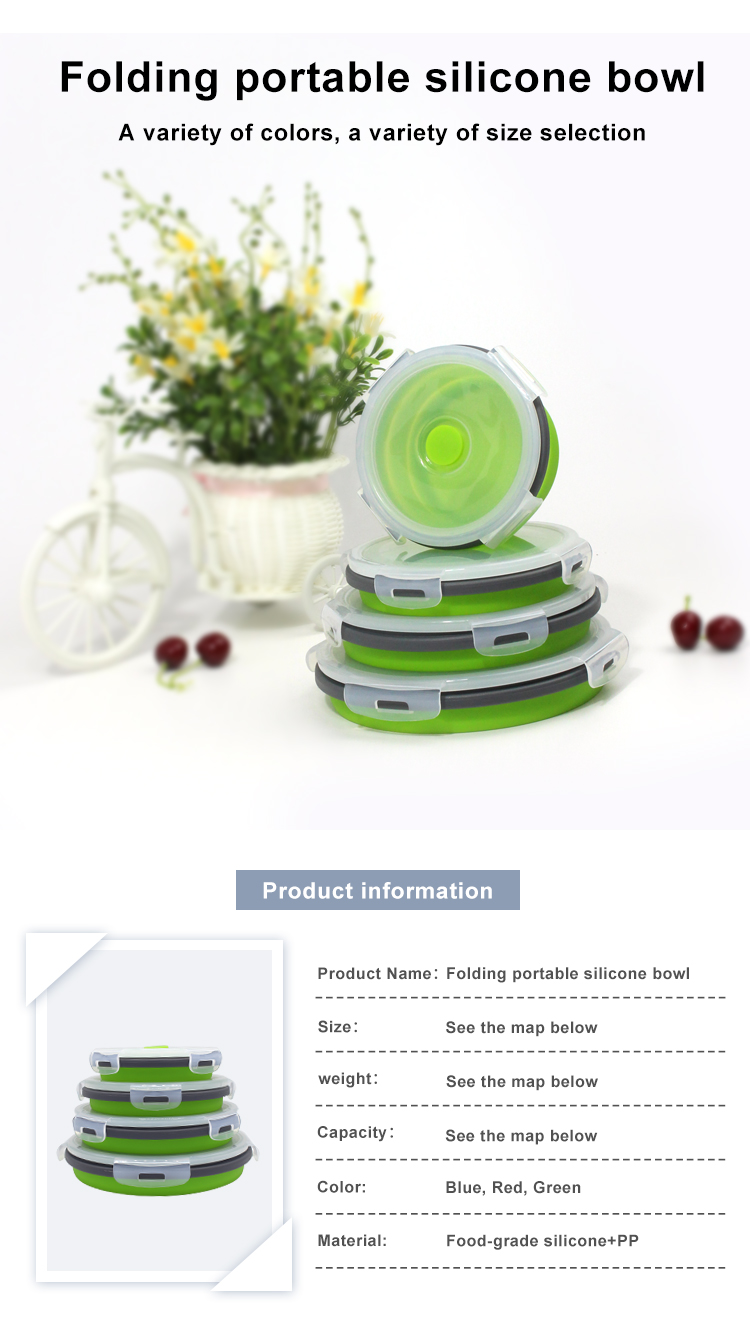 Round 4PCS Collapsible Bento Lunch Boxes With PP Lid