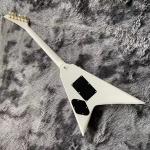 Custom Jackson V electric guitar white color in black strips with gold hardware