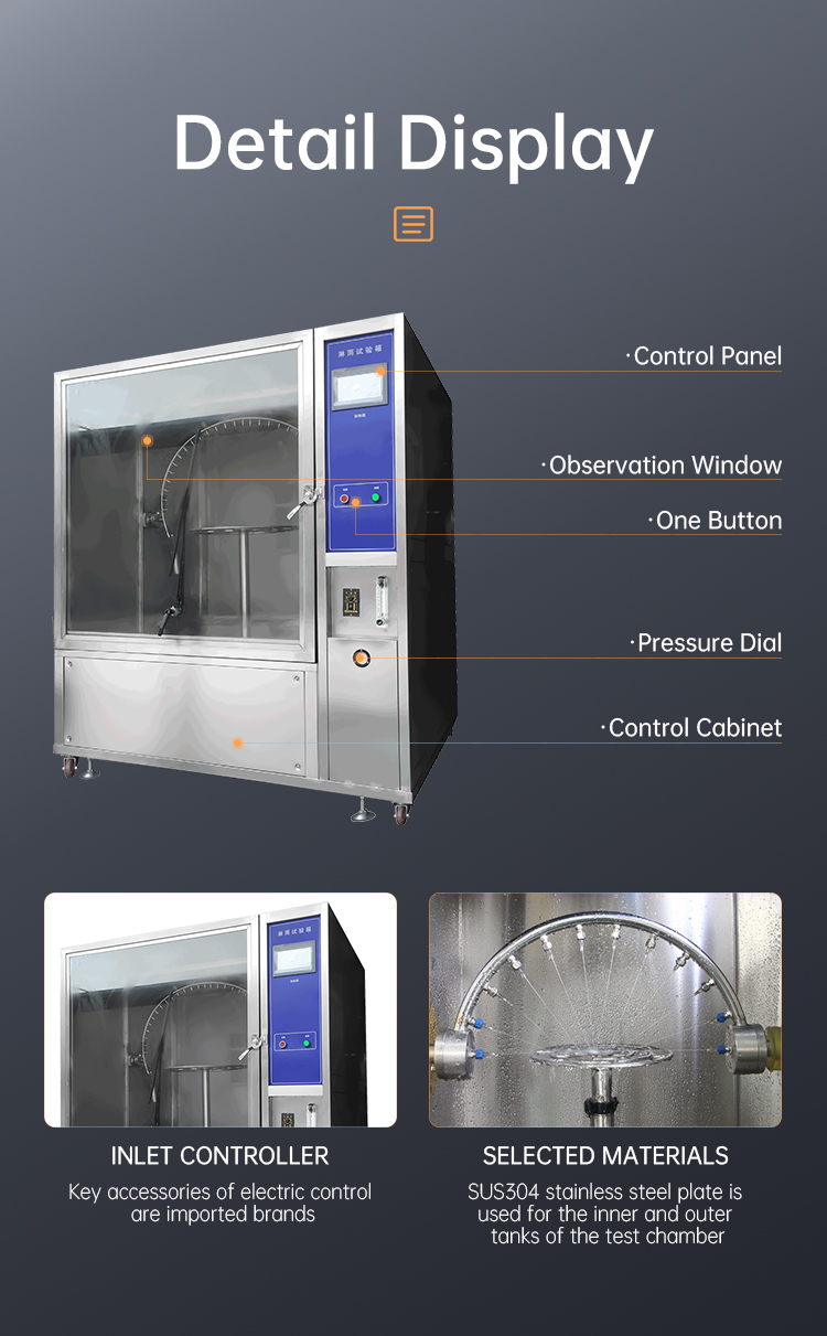 Water Waterproof Test Cabinet IPX3 IPX4 IPX5 IPX6 Rain Drop Tester Rain Simulation Chamber Environmental Rain Spray Test