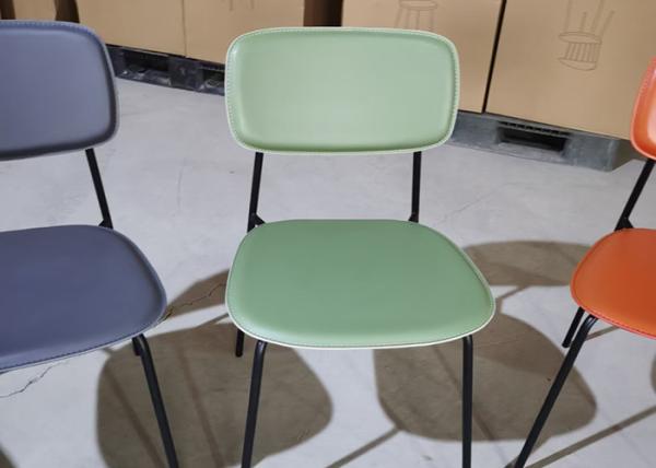Sponge Padded PU Dining Chairs Restaurant Faux Leather Dining Chairs With Metal