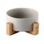 Rounded Marble Ceramic Pet Bowl With Elevated Stand Japan Style Printed