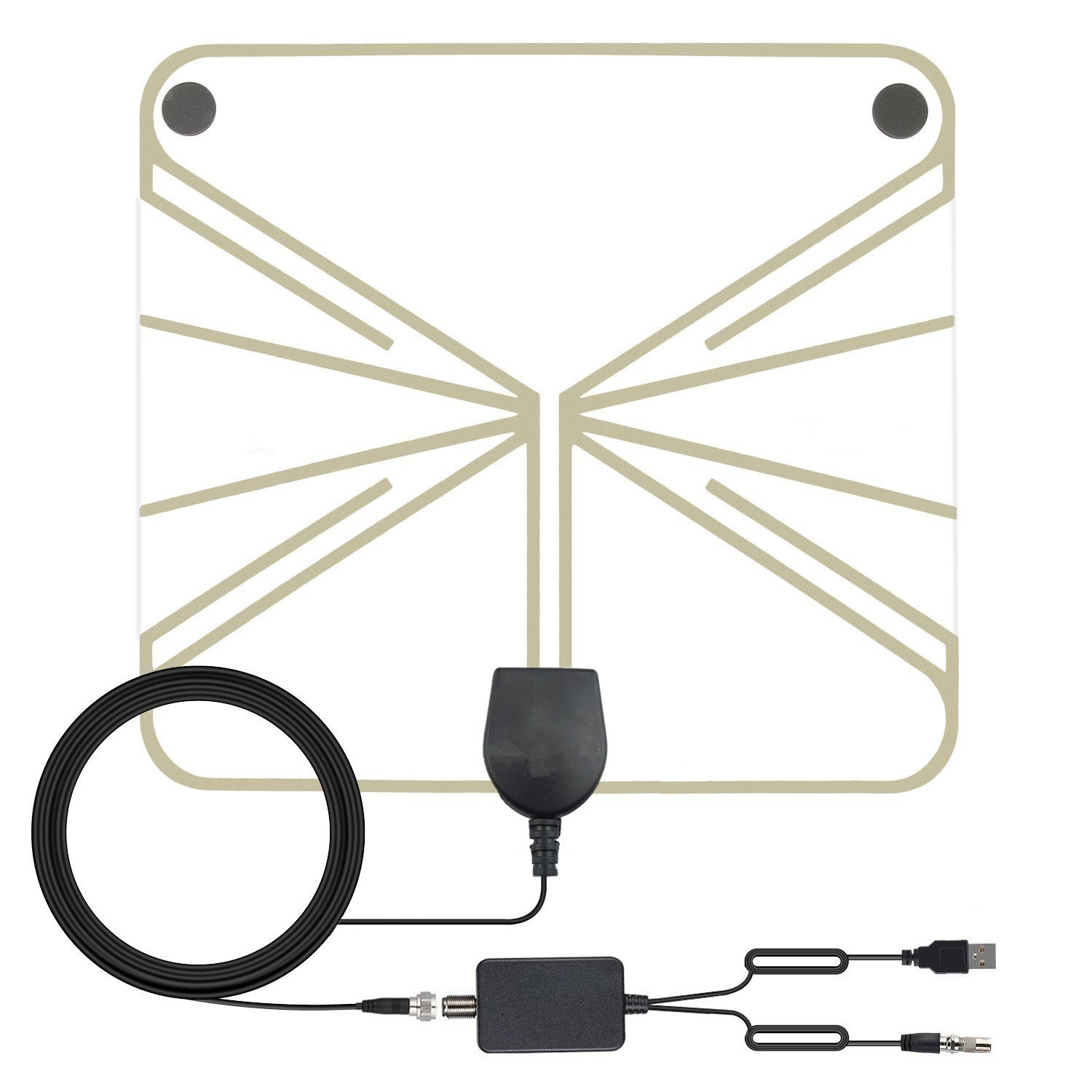 Mount Type 3M Sticker 28dBi Flat Indoor DTV Antenna for VHF174-230MHZ/UHF470-862Mhz
