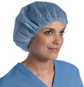 China Electronics V102 Disposable Non-Woven PP Round Bouffant Caps with Elastic Rubber factory
