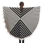 Hot sell 100% Cotton Tassels Round Swimming Beach Towel Black White Stripe