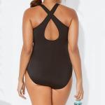 Plus Size Cross Back Gradient Printing Womens Swimwear One Piece Swimsuit
