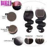 Transparent Lace Human Hair Lace Closure Pre Plucked With Baby Hair All Color