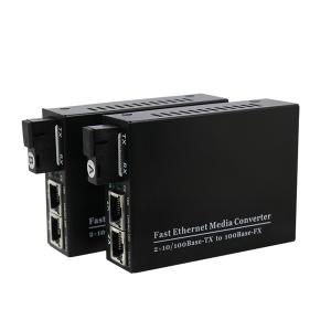 China 100M 1 Fiber+2Rj45 Port Ethernet To Fiber Media Converter With SC Connector factory