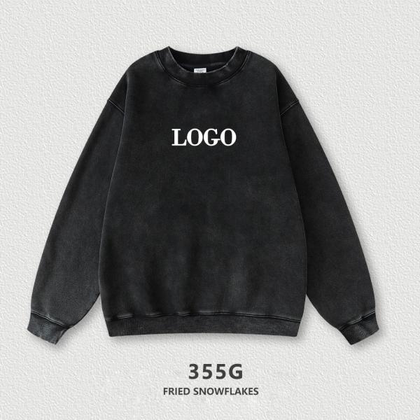 Oversized Crewneck Sweatshirt Womens Unisex Plain Embroidery Printing Acid Wash