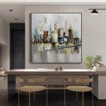 Modern Style Pure Hand Painted Colorful Knife Oil Painting on Canvas for Living