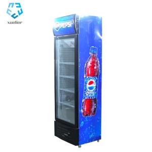 China Coca-Cola Pepsi glass display cabinet door gold series vertical refrigerated preservation beverage cabinet factory