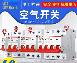 China OEM Miniature Circuit Breaker 6~63A, 80~125A, 1P,2P,3P,4P for Circuit Protection AC220~240V Application factory