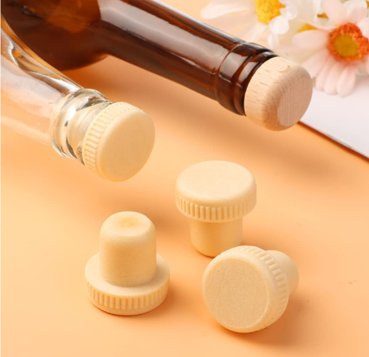 Glass Bottle Non Spill Wood Cork Polymer Stopper With Customized Logo