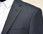 Full Length Mens Slim Fit Suit Blazer Two Button Jacket Navy Elastic Adults