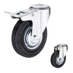 264lbs Capacity Rigid Rubber Casters 200mm Black Wheel Standard