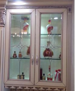 China new technology of decorative glass with patina caming for cabinet door factory