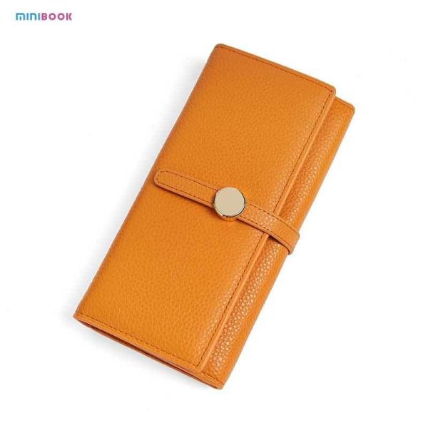 Minibook Genuine Leather Ladies Long Wallet with Custom Logo Zipper and Card