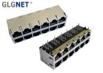 2x6 Stacked Shielded Ethernet Connector RJ45 Through Hole Surge Protection