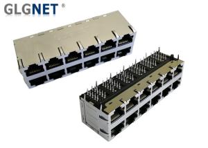 China 2x6 Stacked Shielded Ethernet Connector RJ45 Through Hole Surge Protection factory