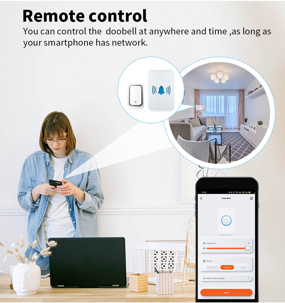 IP44 Tuya Smart Doorbell EU US UK Plug Waterproof Door Bell