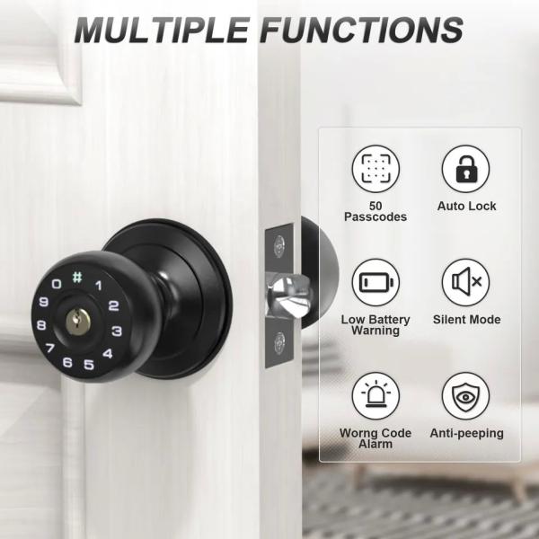 Interior Room Deadbolt Digital Door Lock Aluminium Button Switch Office Door