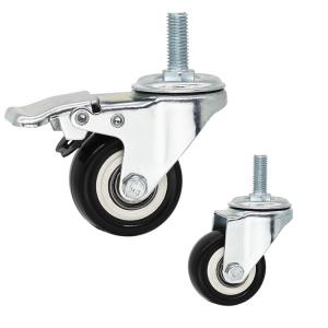 China 1.5 Inch Soft PVC Casters Threaded Stem Swivel Castors With Brake factory