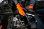 Orange Terry Brushed Liner Foam Latex Gloves For Winter Work