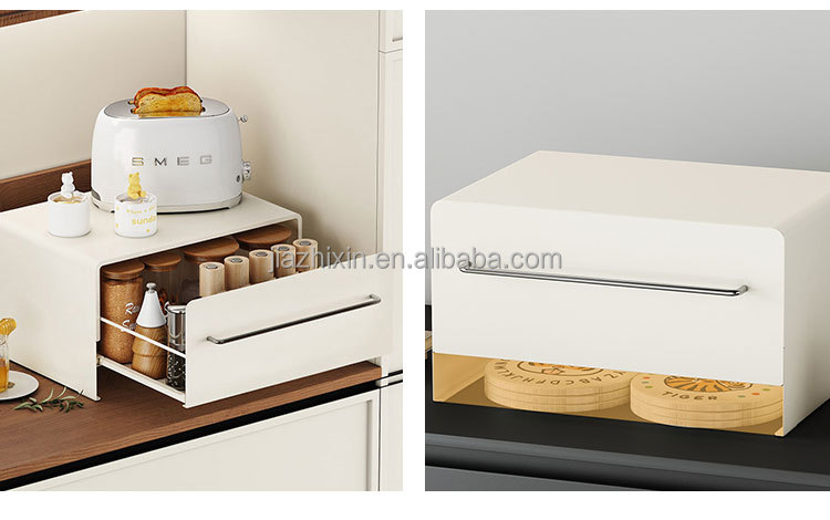 Pull-out Coffee Machine Rack Capsule Organizer with 3-layer Drawer Microwave Mug Storage for Kitchen Living Room Office Desktop