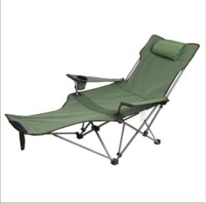China Comfortable Reclining Folding Armrest Camping Chair High Quality Foldable Fishing Chairs With Footrest Cup Holder factory
